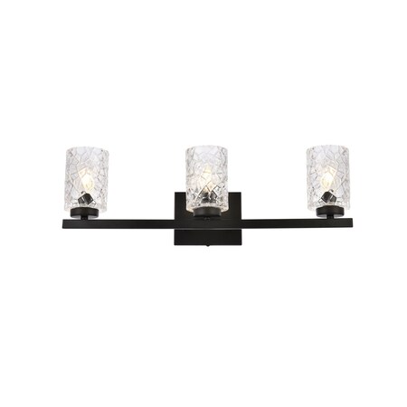 Cassie 3 Lights Bath Sconce In Black With Clear Shade